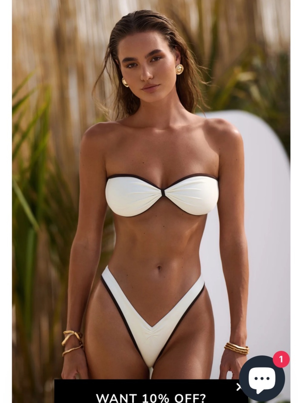 Hard swimwear White Bikini bottom with Black Trim